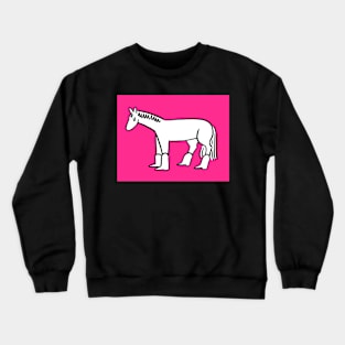 Horse in Boots on Pink Crewneck Sweatshirt